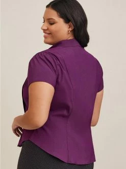 Retro Chic Poplin Tie Neck Button Front Shirt -Cheap Torrid Shop 18944153 07891 av2