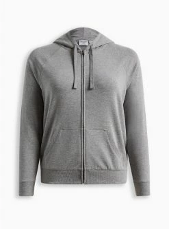 TORRID Classic Fit Super Soft Fleece Zip Up Raglan Hoodie -Cheap Torrid Shop 18946200 00113 flat