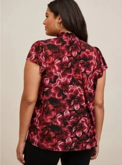 TORRID Sheer Stretch Mesh Smocked Neck Flutter Sleeve Top -Cheap Torrid Shop 18946218 05791 av2