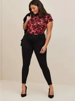 TORRID Sheer Stretch Mesh Smocked Neck Flutter Sleeve Top