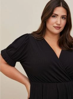 TORRID Ribbed Surplice Peplum Top -Cheap Torrid Shop 18949125 00684 av3