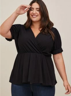TORRID Ribbed Surplice Peplum Top