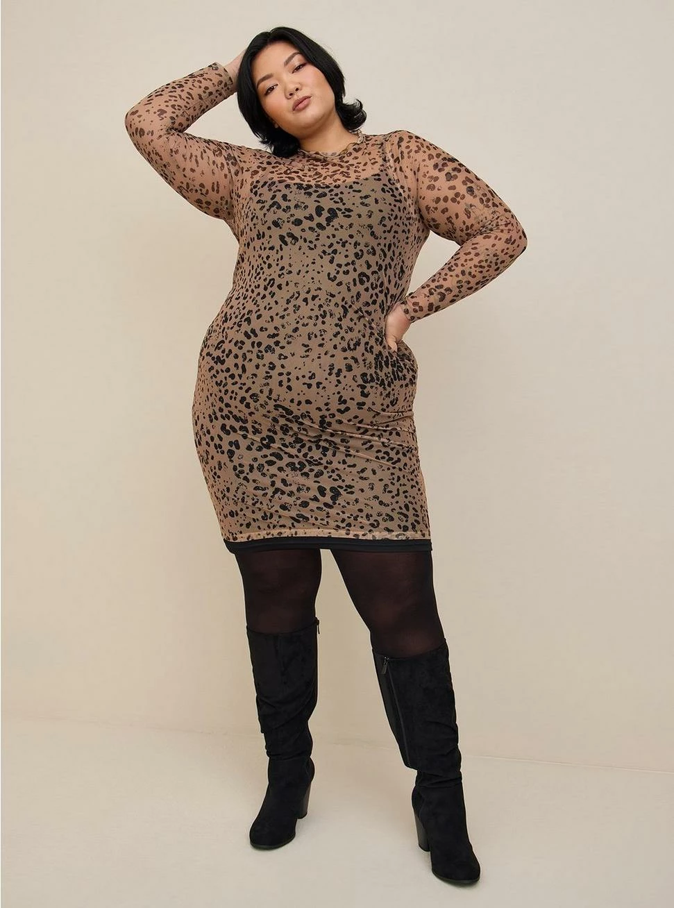 TORRID At The Knee Soft Mesh Lettuce Edge Mock Neck Dress 3 TORRID At The Knee Soft Mesh Lettuce Edge Mock Neck Dress