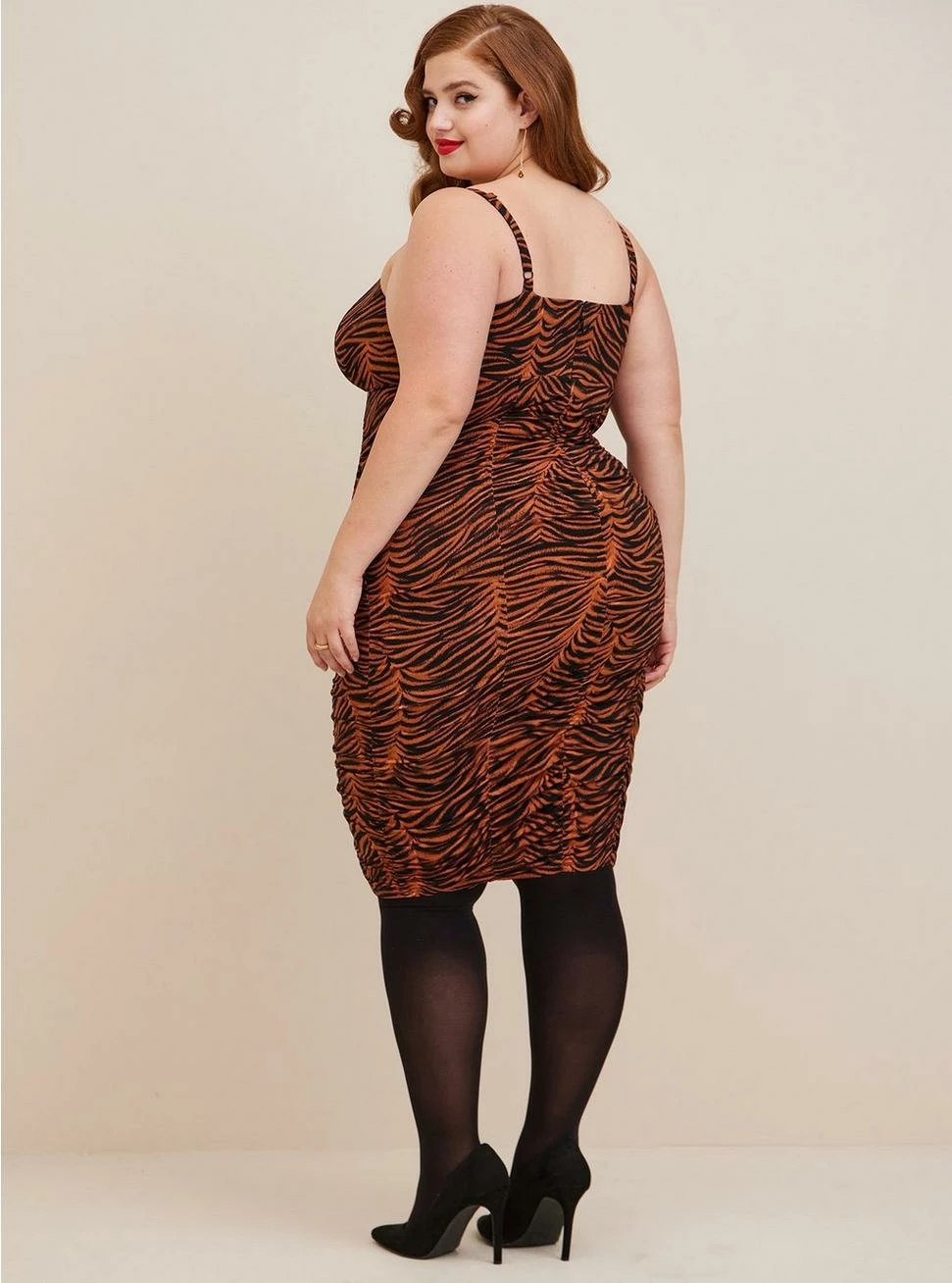 RETRO At The Knee Studio Knit Shirred Bodycon Dress 5 RETRO At The Knee Studio Knit Shirred Bodycon Dress - Image 3