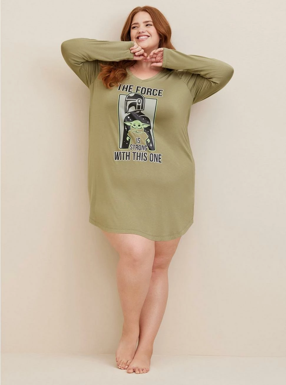 TORRID Star Wars The Mandalorian Super Soft V-Neck Sleep Tunic 4 TORRID Star Wars The Mandalorian Super Soft V-Neck Sleep Tunic - Image 2
