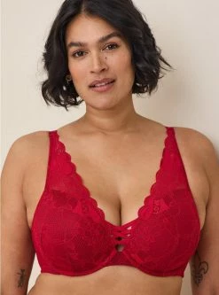 TORRID XO Plunge Push-Up Tattoo Lace Straight Back Bra