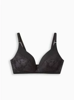 TORRID Wire-Free Lightly Lined Tattoo Lace Plunge 360° Back Smoothing™ Bra -Cheap Torrid Shop 19098462 02124 flat