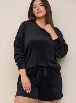 TORRID Velour Long Sleeve Relaxed Lounge Sweatshirt