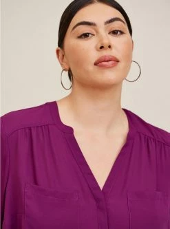 TORRID Harper Georgette Pullover Long Sleeve Blouse -Cheap Torrid Shop 19131582 06555 av3