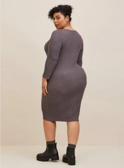 TORRID Midi Sweater Knit Button Front Dress -Cheap Torrid Shop 19140878 02073 av2