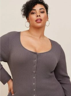 TORRID Midi Sweater Knit Button Front Dress -Cheap Torrid Shop 19140878 02073 av3