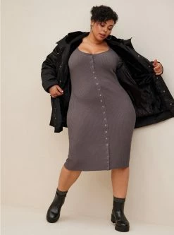 TORRID Midi Sweater Knit Button Front Dress