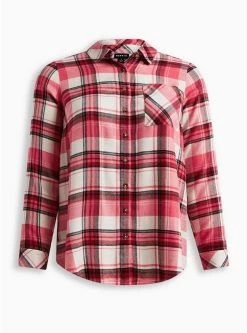 TORRID Lizzie Brushed Rayon Acrylic Button-Down Long Sleeve Shirt -Cheap Torrid Shop 19145238 10028 flat