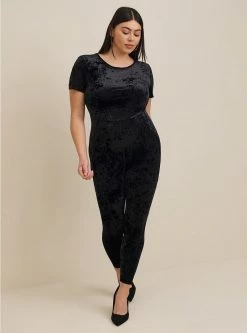TORRID Full Length Crushed Velvet Short Sleeve Catsuit -Cheap Torrid Shop 19161019 00133 av2