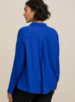 TORRID Lizzie Satin Button-Up Long Sleeve Shirt -Cheap Torrid Shop 19242948 08644 av2