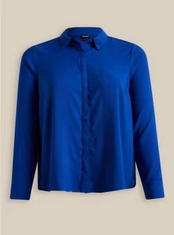 TORRID Lizzie Satin Button-Up Long Sleeve Shirt -Cheap Torrid Shop 19242948 08644 flat