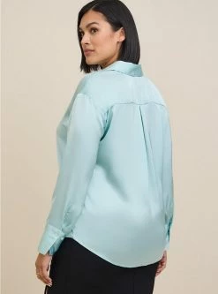 TORRID Satin Button Up Long Sleeve Shirt -Cheap Torrid Shop 19268032 10322 av2