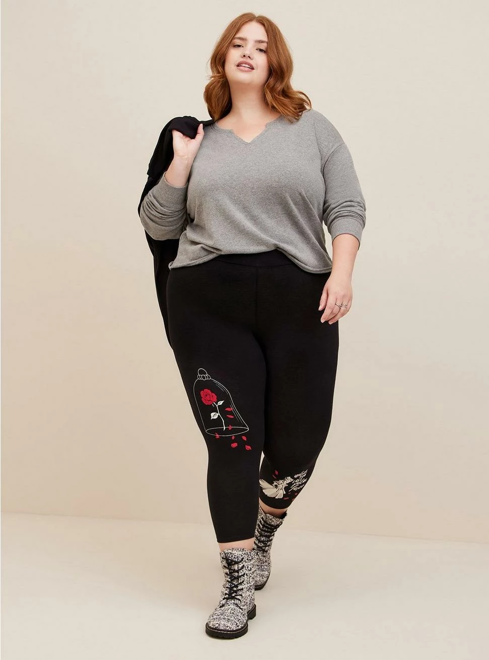 TORRID Disney Beauty And The Beast Crop Signature Waistband Premium Legging 3 TORRID Disney Beauty And The Beast Crop Signature Waistband Premium Legging