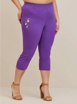 TORRID Disney Tangled Rapunzel Crop Skinny Bengaline Mid Rise Pant -Cheap Torrid Shop 19415909 00005 av1
