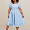 TORRID Disney Cinderella Stretch Poplin Puff Sleeve Midi Dress -Cheap Torrid Shop 19466508 00134 hi