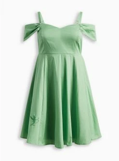TORRID Disney Tinkerbell Stretch Poplin Off Shoulder Dress 11 TORRID Disney Tinkerbell Stretch Poplin Off Shoulder Dress -Cheap Torrid Shop 19466517 00146 flat