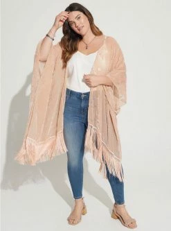 Null Velvet Burnout Fringe Ruana