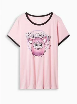 Null Furby Classic Fit Cotton Crew Neck Ringer Tee