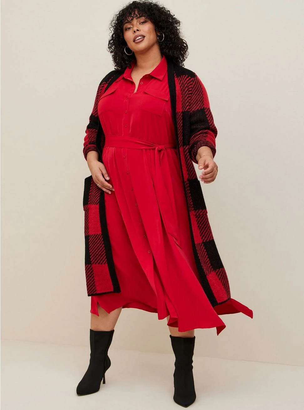 TORRID Tea Length Studio Refined Woven Shirt Dress 5 TORRID Tea Length Studio Refined Woven Shirt Dress - Image 3