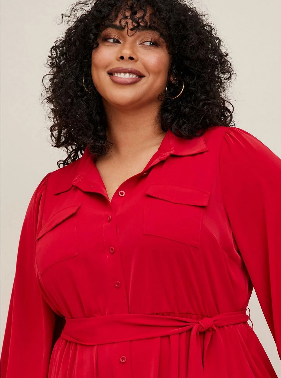 TORRID Tea Length Studio Refined Woven Shirt Dress 6 TORRID Tea Length Studio Refined Woven Shirt Dress - Image 4