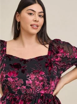 TORRID Mini Burnout Velvet Babydoll Dress -Cheap Torrid Shop 19541596 08976 av3