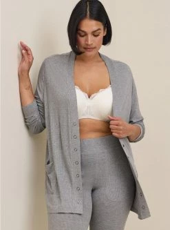 TORRID Super Soft Rib Snap Front Lounge Cardigan -Cheap Torrid Shop 19549978 00147 av3