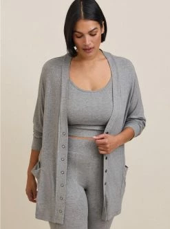 TORRID Super Soft Rib Snap Front Lounge Cardigan