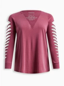 TORRID Classic Fit Cotton Crew Neck Slasher Tee -Cheap Torrid Shop 19553784 02667 flat