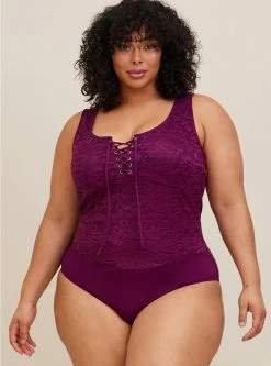 TORRID Lace Corset Seamed Lace-Up Bodysuit -Cheap Torrid Shop 19553811 00005 av1