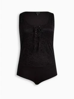 TORRID Lace Corset Seamed Lace-Up Bodysuit -Cheap Torrid Shop 19553811 00684 flat