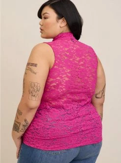 TORRID Sheer Lace Mock Neck Sleeveless Top -Cheap Torrid Shop 19553838 09262 av2