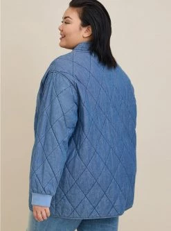 TORRID Chambray Quilted Shacket -Cheap Torrid Shop 19576110 01391 av2