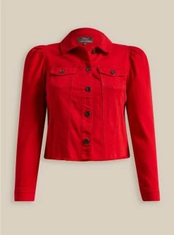 TORRID Denim Puff Sleeve Trucker Jacket -Cheap Torrid Shop 19576119 08173 flat