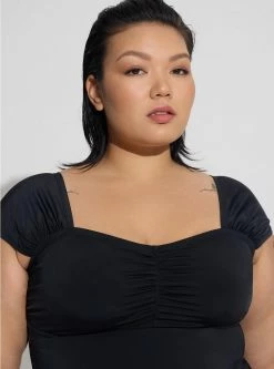 TORRID Wireless Ruched Cap Sleeve One Piece Swimsuit 10 TORRID Wireless Ruched Cap Sleeve One Piece Swimsuit -Cheap Torrid Shop 19626142 00684 av3