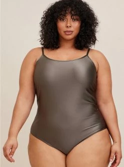 TORRID Shiny Nylon Scoop Neck Bodysuit -Cheap Torrid Shop 19635927 01203 av1