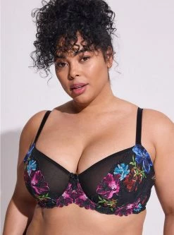 TORRID Balconette Unlined Photo Floral Lace Straight Back Bra