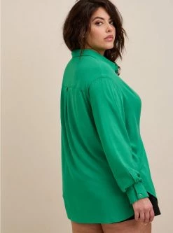 TORRID Rayon Slub Drop Shoulder Button-Front Shirt -Cheap Torrid Shop 19640055 01353 av2