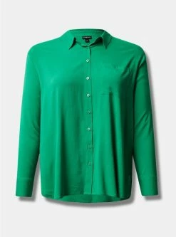 TORRID Rayon Slub Drop Shoulder Button-Front Shirt -Cheap Torrid Shop 19640055 01353 flat