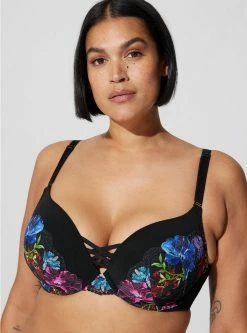 TORRID XO Plunge Push Up Photo Floral Lace 360° Back Smoothing™ Bra