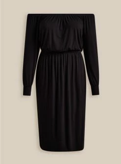 TORRID Midi Supersoft Slit Dress -Cheap Torrid Shop 19654855 00684 flat