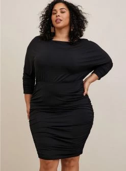 TORRID Mini Studio Knit Shirred Dress -Cheap Torrid Shop 19655008 00684 av2