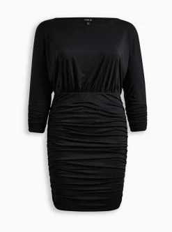 TORRID Mini Studio Knit Shirred Dress -Cheap Torrid Shop 19655008 00684 flat