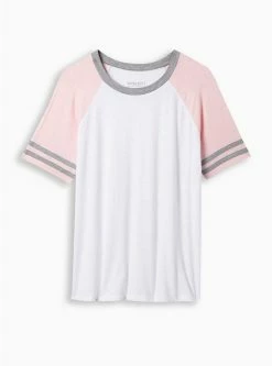 TORRID Classic Fit Super Soft Slub Crew Neck Varsity Raglan Tee