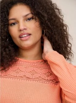 TORRID Waffle Crochet Yoke Top -Cheap Torrid Shop 19661968 00002 av3