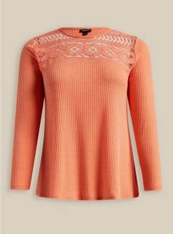 TORRID Waffle Crochet Yoke Top -Cheap Torrid Shop 19661968 00002 flat